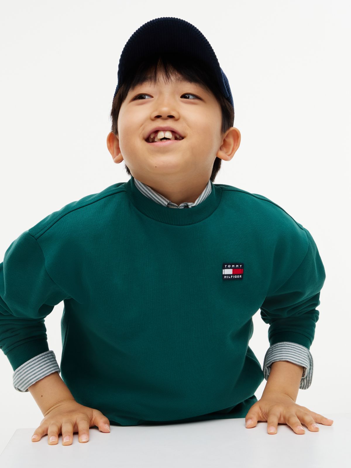 Flag Logo Relaxed Crew Neck Sweatshirt — Green