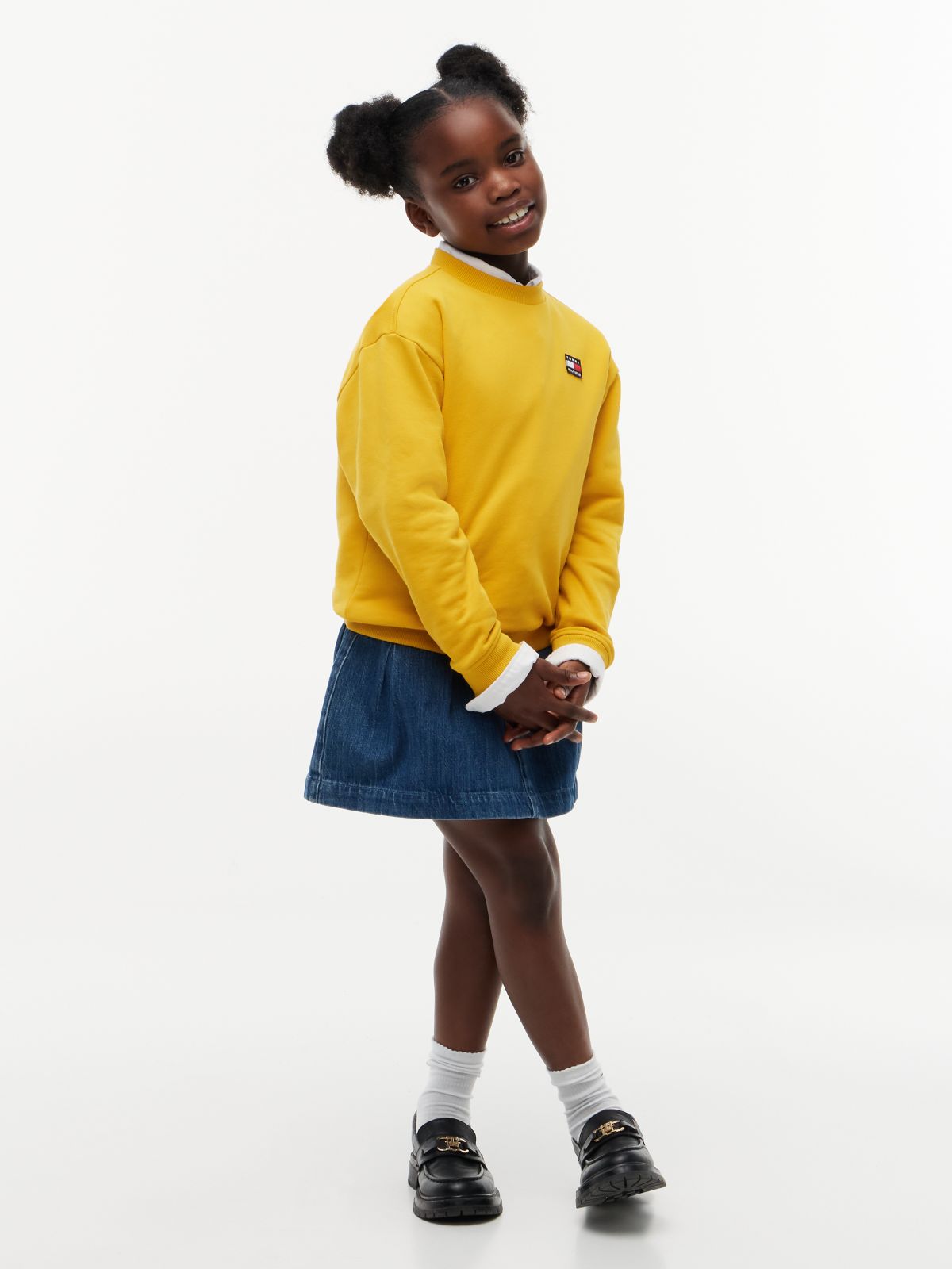 Flag Logo Relaxed Crew Neck Sweatshirt — Yellow