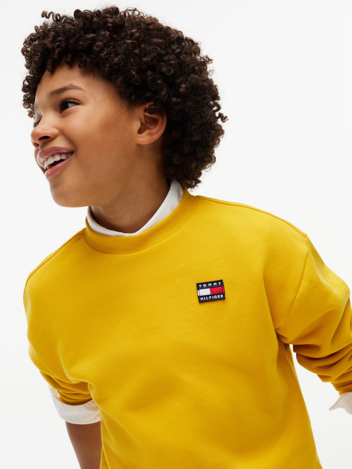 Flag Logo Relaxed Crew Neck Sweatshirt — Yellow