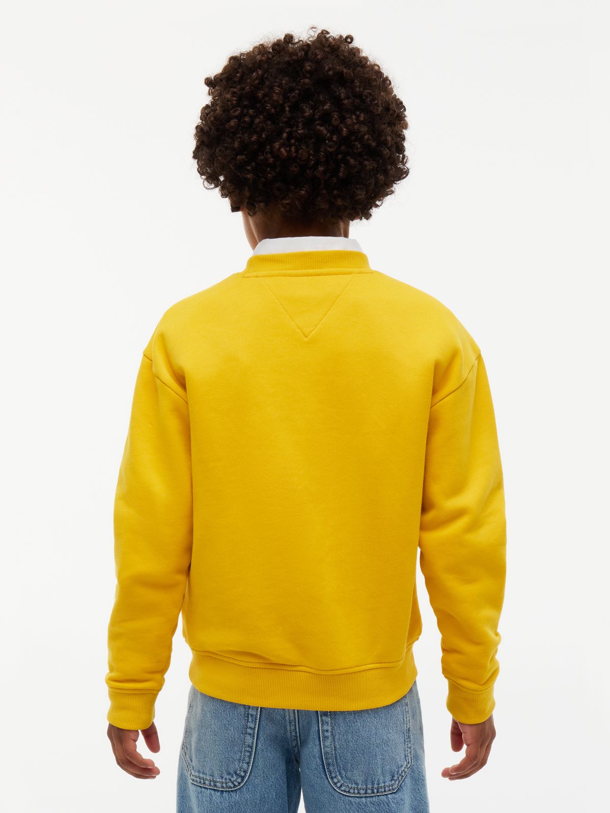 Flag Logo Relaxed Crew Neck Sweatshirt — Yellow