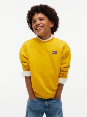 sweat à col ras-du-cou et logo drapeau yellow pour enfants genre inclusif tommy hilfiger