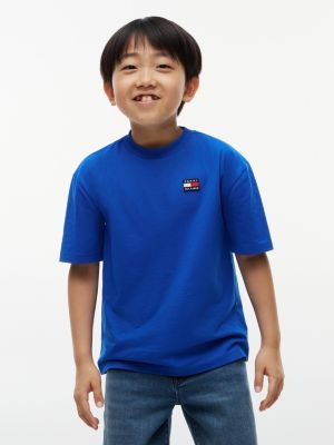 blue essential flag logo jersey t-shirt for kids gender inclusive tommy hilfiger