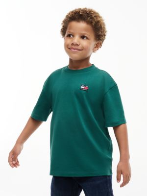 green essential flag logo jersey t-shirt for kids gender inclusive tommy hilfiger