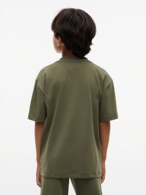 grün heritage relaxed fit jersey-t-shirt mit flag-logo für gender-inclusive kinder - tommy hilfiger