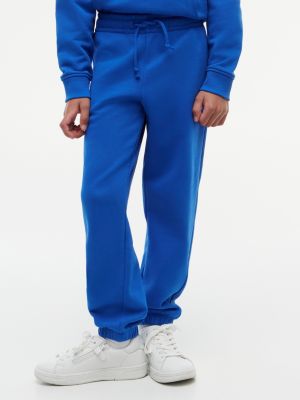 blue flag logo patch cuffed joggers for kids gender inclusive tommy hilfiger