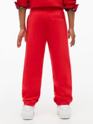rot heritage terry-jogginghose mit flag-logo für gender-inclusive kinder - tommy hilfiger
