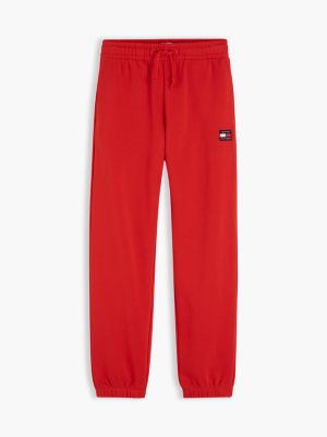 rot heritage terry-jogginghose mit flag-logo für gender-inclusive kinder - tommy hilfiger