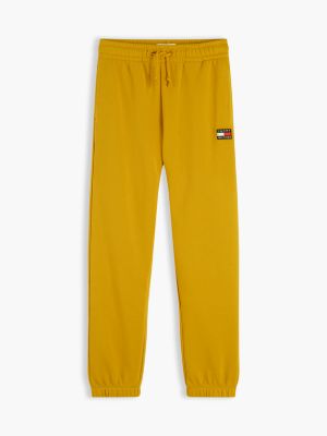 yellow heritage flag logo terry joggers for kids gender inclusive tommy hilfiger
