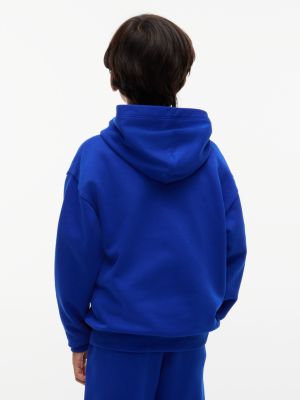 blauw relaxed heritage terry hoodie met vlaglogo voor kinderen gender inclusive - tommy hilfiger