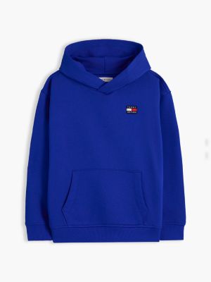 blauw relaxed heritage terry hoodie met vlaglogo voor kinderen gender inclusive - tommy hilfiger