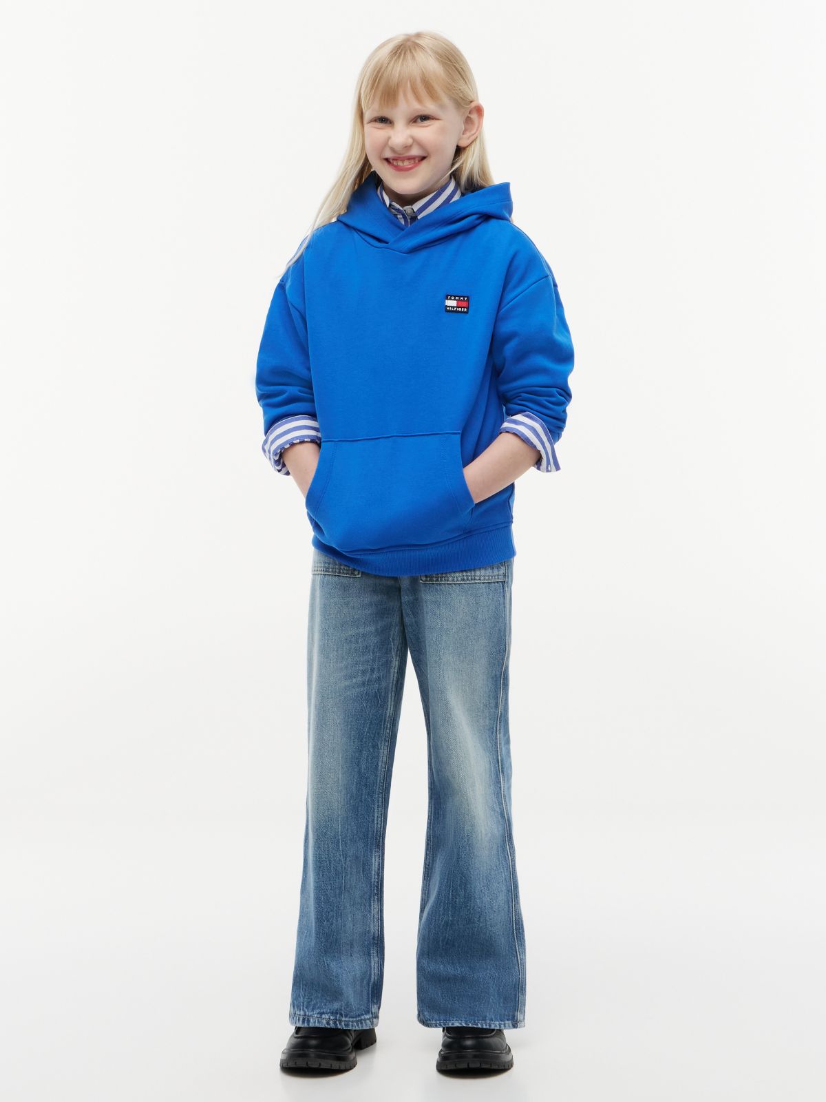 Heritage Flag Logo Relaxed Terry Hoody — Blue