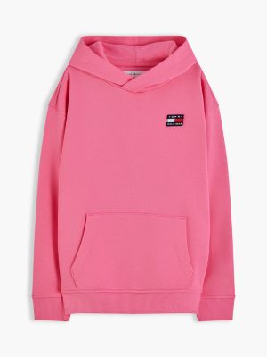 pink heritage flag logo relaxed terry hoody for kids gender inclusive tommy hilfiger
