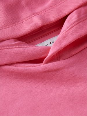 pink heritage flag logo relaxed terry hoody for kids gender inclusive tommy hilfiger
