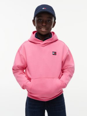 pink flag logo hoody for kids gender inclusive tommy hilfiger