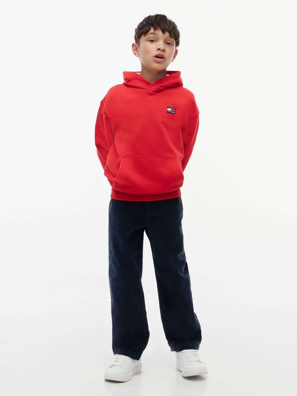 Heritage Flag Logo Relaxed Terry Hoody — Red