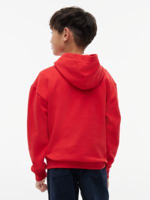 red heritage flag logo relaxed terry hoody for kids gender inclusive tommy hilfiger