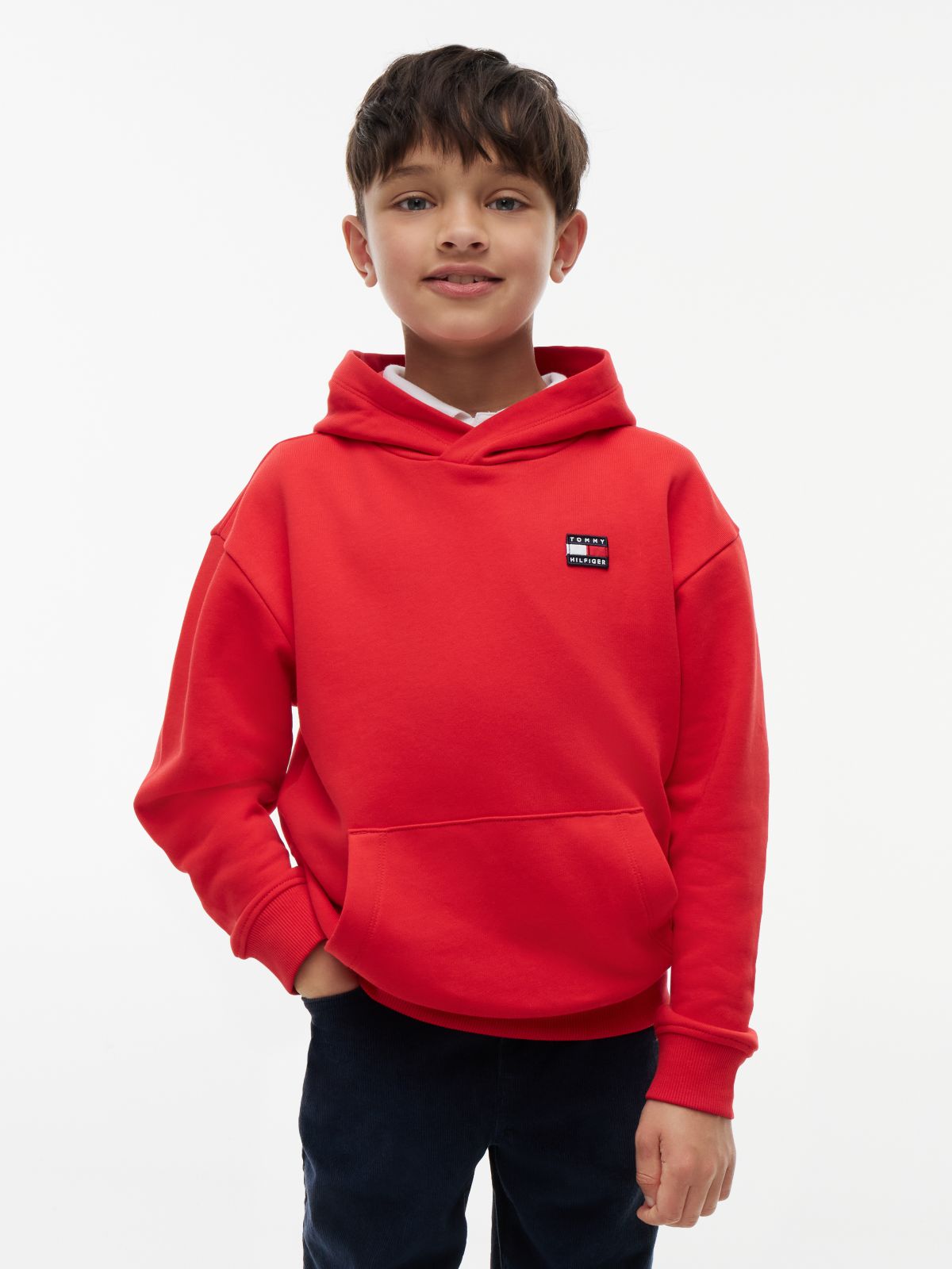 Heritage Flag Logo Relaxed Terry Hoody — Red