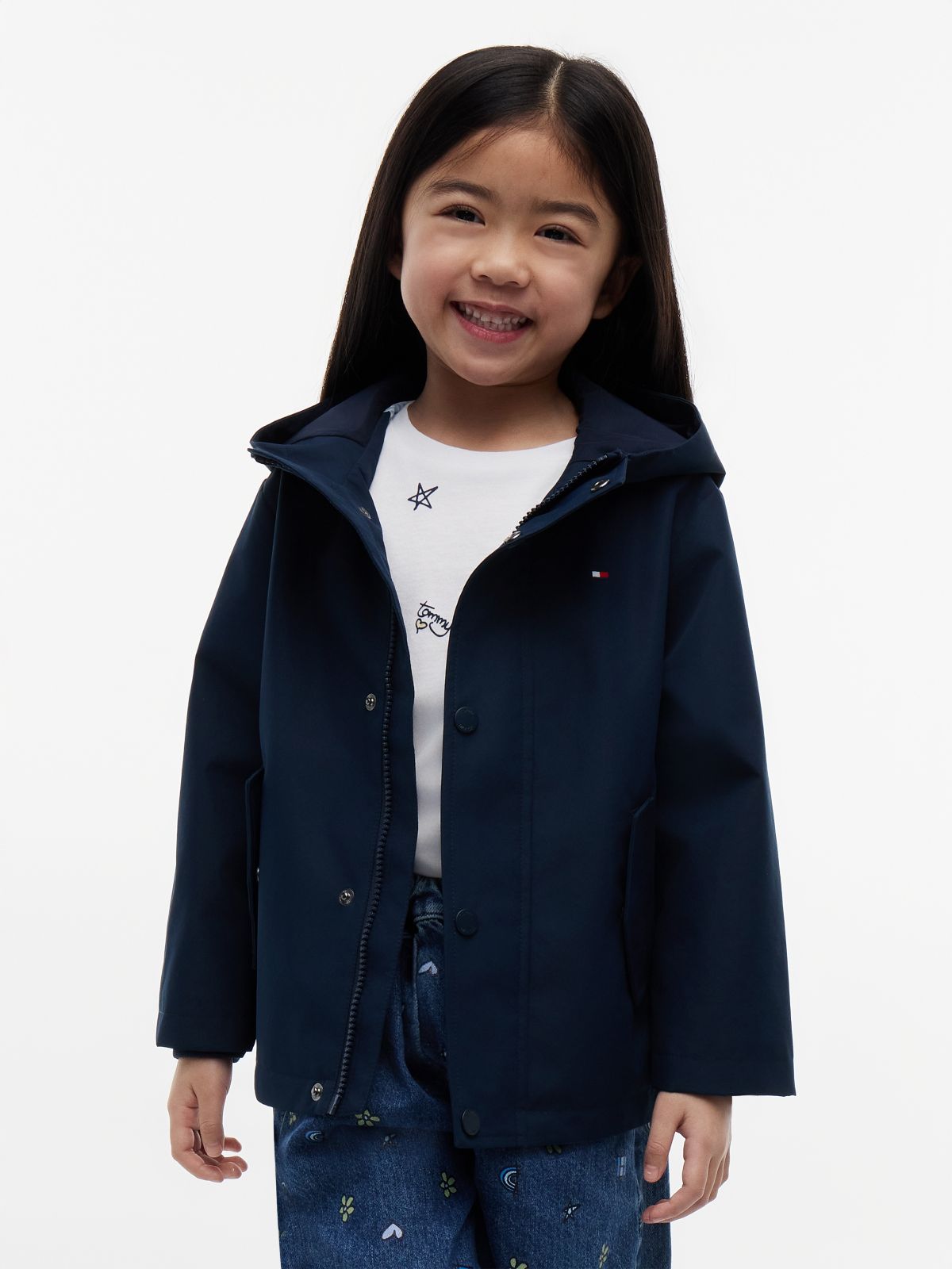 Flag Embroidery Hooded Jacket — Blue