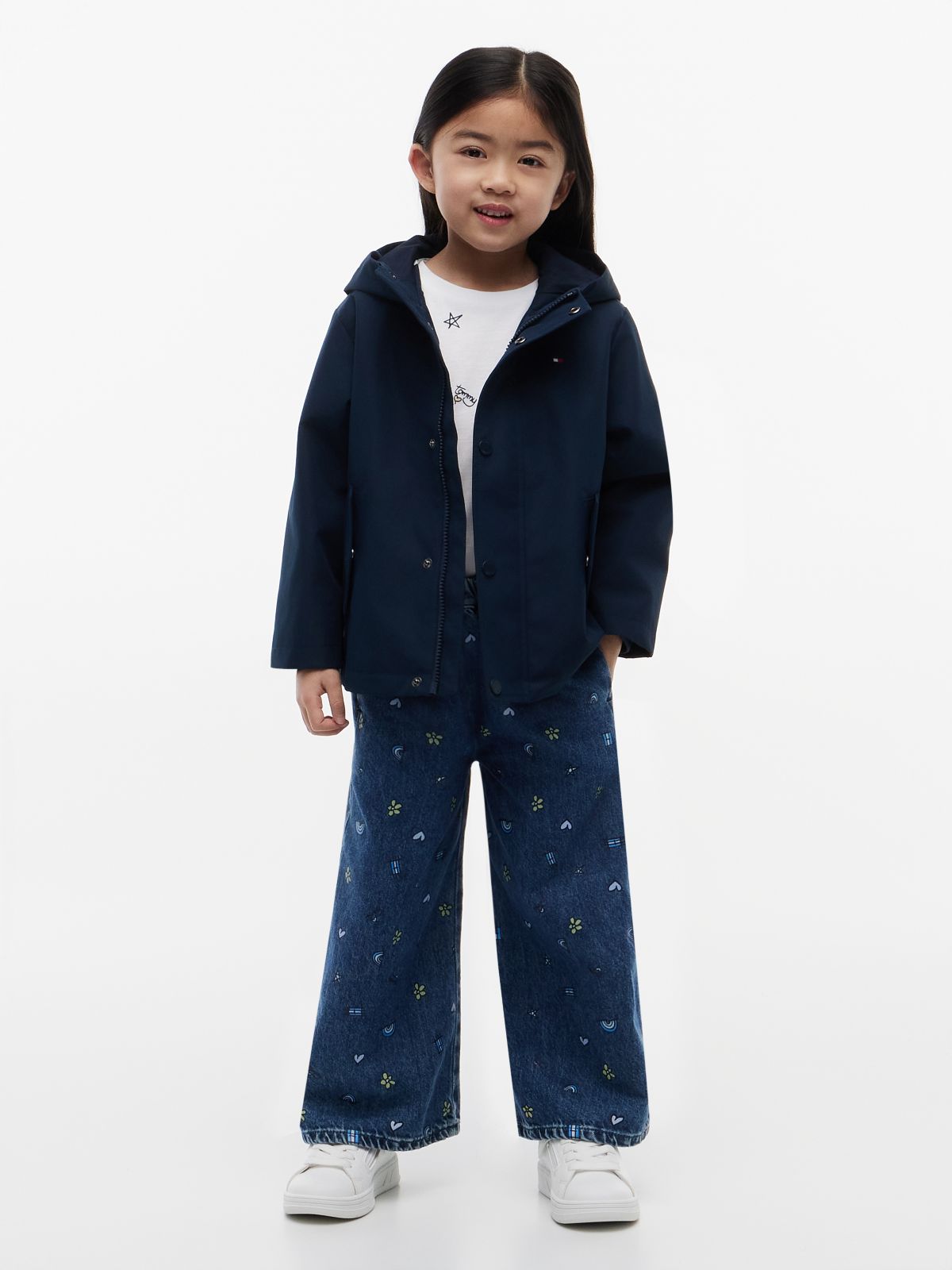 Flag Embroidery Hooded Jacket — Blue
