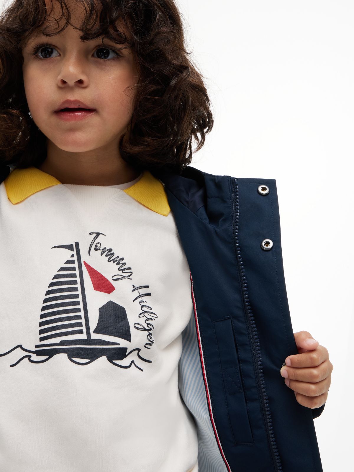 Flag Embroidery Hooded Jacket — Blue