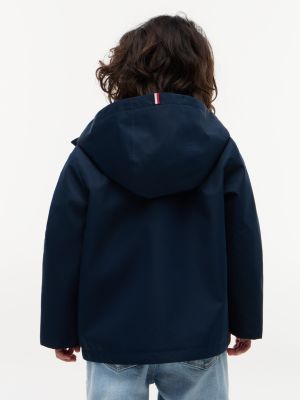 blue flag embroidery hooded jacket for kids gender inclusive tommy hilfiger