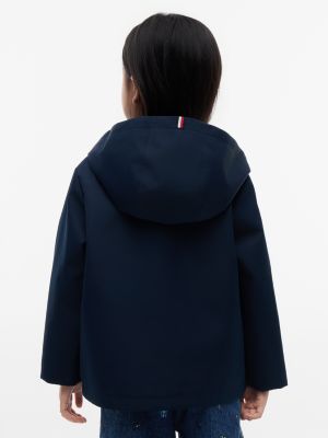 blue flag embroidery hooded jacket for kids gender inclusive tommy hilfiger
