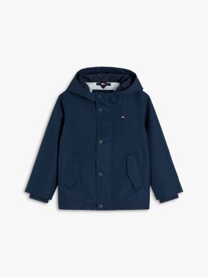 blue flag embroidery hooded jacket for kids gender inclusive tommy hilfiger