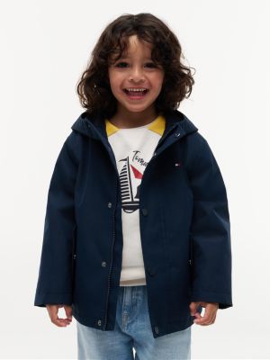 blue flag embroidery hooded jacket for kids gender inclusive tommy hilfiger