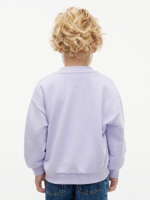 violett terry-sweatshirt mit rundhalsausschnitt für gender-inclusive kinder - tommy hilfiger