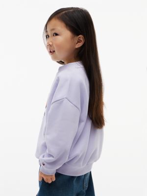 violett terry-sweatshirt mit rundhalsausschnitt für gender-inclusive kinder - tommy hilfiger