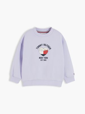 violett terry-sweatshirt mit rundhalsausschnitt für gender-inclusive kinder - tommy hilfiger