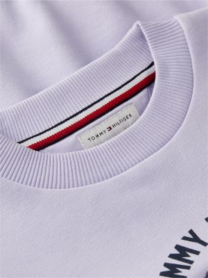 violett terry-sweatshirt mit rundhalsausschnitt für gender-inclusive kinder - tommy hilfiger