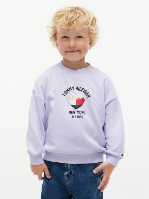 sweat en tissu éponge à col ras-du-cou purple pour enfants genre inclusif tommy hilfiger