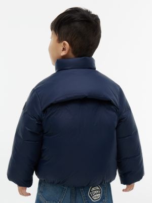 blue packable relaxed puffer jacket for kids gender inclusive tommy hilfiger