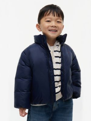 blue packable relaxed puffer jacket for kids gender inclusive tommy hilfiger