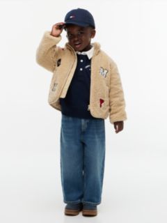 Varsity Logo Patch Teddy Jacket — Beige 3