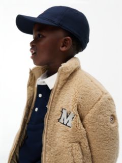Varsity Logo Patch Teddy Jacket — Beige 5