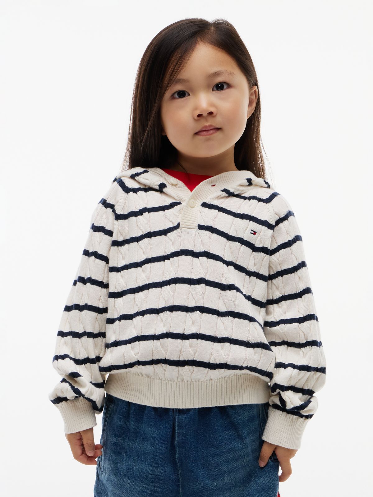 Relaxed Cable Knit Hooded Jumper — Yellow