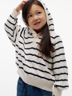 Relaxed Cable Knit Hooded Jumper — Yellow 6
