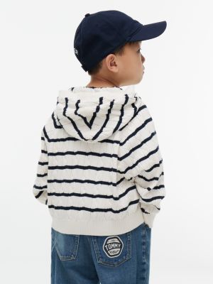 yellow relaxed cable knit hooded jumper for kids gender inclusive tommy hilfiger