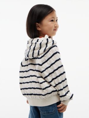 yellow relaxed cable knit hooded jumper for kids gender inclusive tommy hilfiger