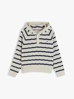 Relaxed Cable Knit Hooded Jumper — Yellow 9