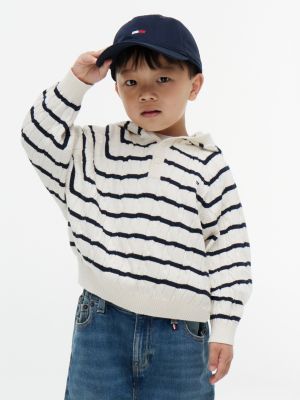 yellow relaxed fit hoodie mit zopfmuster für gender-inclusive kinder - tommy hilfiger