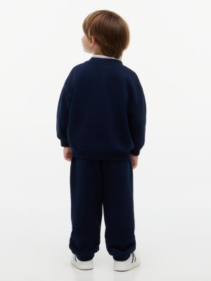blue relaxed terry sweatshirt and joggers set for kids gender inclusive tommy hilfiger