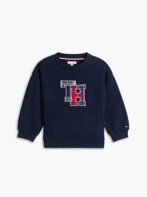 blue relaxed terry sweatshirt and joggers set for kids gender inclusive tommy hilfiger