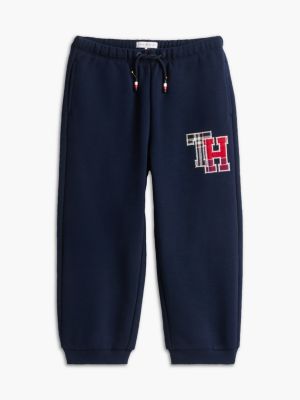 blue relaxed terry sweatshirt and joggers set for kids gender inclusive tommy hilfiger