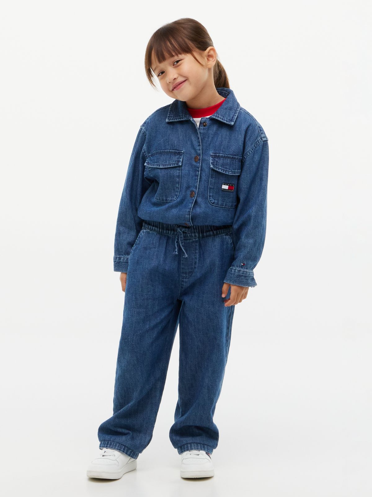 Loose Denim Drawstring Trousers — Denim