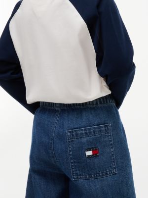 pantalón amplio de tejido denim con cordón denim de diseño inclusivo infantil tommy hilfiger