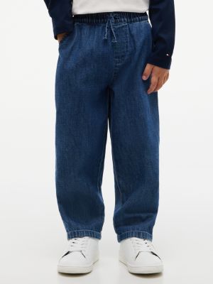 pantalón amplio de tejido denim con cordón denim de diseño inclusivo infantil tommy hilfiger
