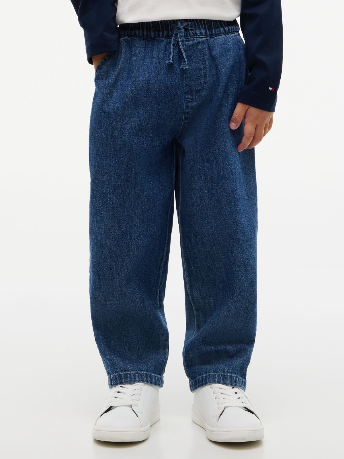 Loose Denim Drawstring Trousers — Denim